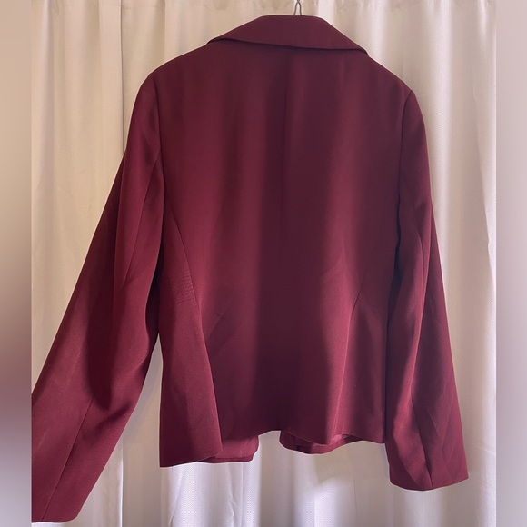 🇨🇦 NWOT vintage women’s blazer single button waist detail burgundy - Picture 4 of 6